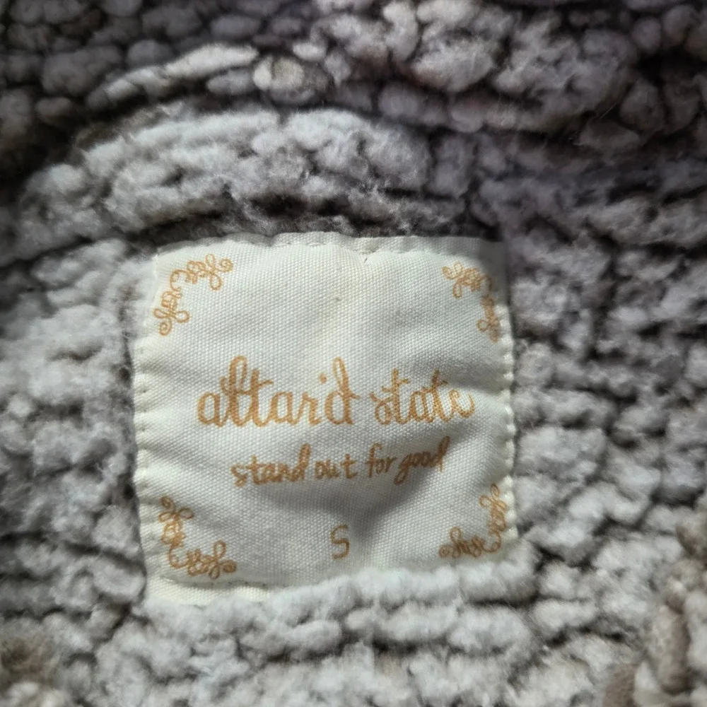 Altar'd State Womens Small Pullover Oatmeal Sherpa Quarter Zip ASJKX6151 Fleece